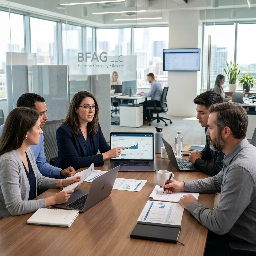 BFAG CPA advisors reviewing financial statements with a client